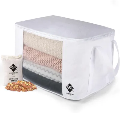 Productafbeelding van Cashmere kiwi trui opbergtas - Cedermot bescherming - Ademende en wasbare katoenen tas - Opbergen van kleding