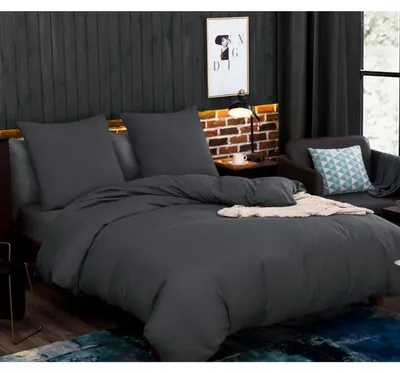 Produktbild von Bettwäsche-Set gebürstete Mikrofaser 1x Bettbezug 155x220cm + 1x Kissenbezug 80x80cm Grau mit Reißverschluss