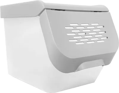 A white and light gray storage container for fruits and vegetables.
