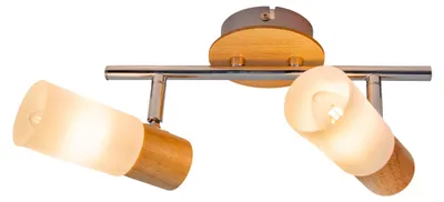 Image de Plafonnier Salon Plafonnier verre bois Spot de plafond 2 flammes 1283123