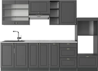 Produktbild von Küchenzeile Vicco Fame-Line Anthrazit-Gold Landhaus 280 cm , AP Marmor, Model 56811