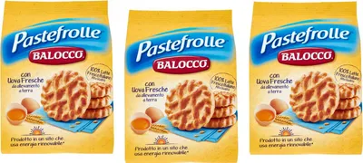 Produktbild von 3x Balocco Pastefrolle Biscotti con latte italiano e uova fresche Kekse mit italienischer Milch und frischen Eiern biscuits cookies 100% Italienische Kekse 350g