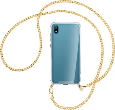 Produktbild von Handykette Backcover-Schutzhülle mit Band (Metall goldfarben) für Huawei Y5 2019 - goldfarbene Kette