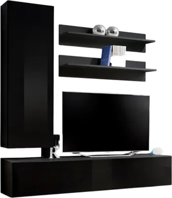 Produktbild von Meublorama AM-FLY H-ZZ FY H1*3C/60KG, Schwarz, Mitteldichte Faserplatte (MDF), 5 Regale, 2 Tür(en), 400 mm, 1600 mm