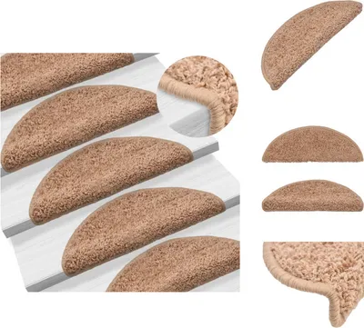 Obrázok produktu pre vidaXL Rohože na schody 15 ks Béžová 65x21x4 cm - Rohože na schody