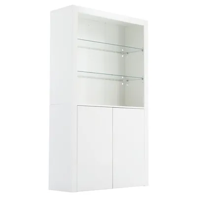 Produktbild von STILVORA Vitrinevitrinenschrank aus gehärtetem Glas mit LED-Leuchten,Hochglanz-Sideboard Highboard mit Stauraum,Hochschrank fürs Wohnzimmer