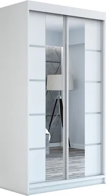 Produktbild von Schwebetürenschrank Kleiderschrank ERO 120 cm Schrank Garderobe Spiegel. Verschiedene Farben (Weiß, Schwarz, Somona). Möbel vom Hersteller!