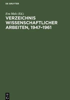 Produktbild von Verzeichnis wissenschaftlicher Arbeiten, 1947-1961