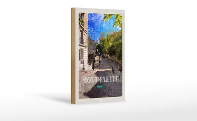 Produktbild von Holzschild Reise 12x18cm Montmartre Paris Straße Schild