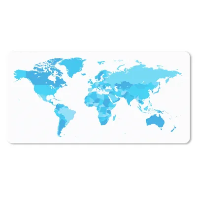 Produktbild von MuchoWow® Schreibtischunterlage Weltkarte - Blau 80x40 cm - XXL Mauspad - Gaming Mauspad