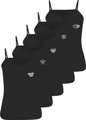 Produktbild von 5er Set Mädchen Unterhemden - Strass - Schwarz