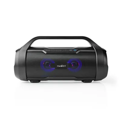 Produktbild von Nedis Bluetooth Party Boombox - 360 min - 2.0 - 60 W - Medienwiedergabe: AUX / Micro SD / USB - IPX5 - Verknüpfbar - Griff - Partylicht - Schwarz