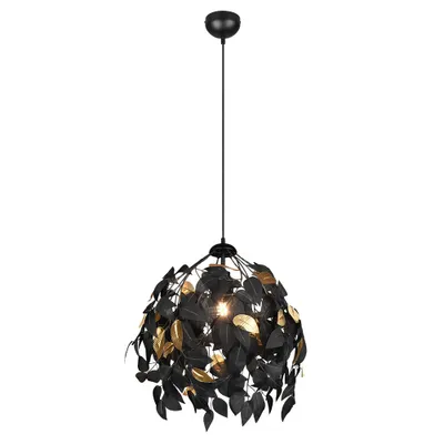 Produktbild von Hängelampe, Blattdesign, Metall, schwarz, H 150 cm