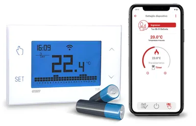 WiFi-Chronothermostat, Batterie, App, Google Home, Weiß
