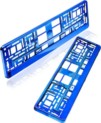 Produktbild von 2 Kennzeichenhalter | blau chrom | Kfz Kennzeichenhalterung für PKW