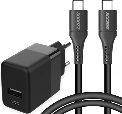 Imagen del producto de Cargador de pared Acccezz de 20W + cable USB-C a USB-C - 1 metro -