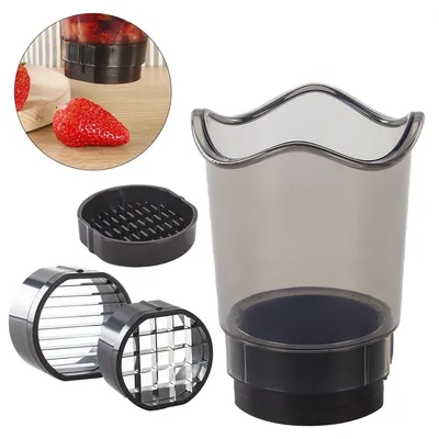 Produktbild von 2-in-1 Obstschneider-Becher,Gemüseschneider, Erdbeerzerkleinerer für Gemüse, abnehmbares Küchengerät, mit Klingen und Deckel