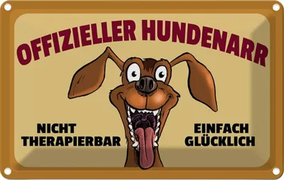 Image de vianmo Plaque en tôle 20x30 cm Hund Offizieller Hundenarr glücklich
