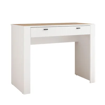 Produktbild von Idohome Schminktisch, Konsolentisch mit Schublade, Kosmetiktisch , Frisiertisch, Schminkkommode modern, in Farbe Weiss/Eichenfarbe Whisky - Avena