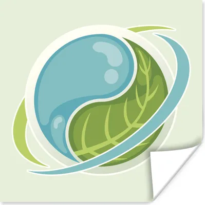 Produktbild von MuchoWow® Poster Eine Illustration von Yin und Yang mit einem Blatt und Wasser 75x75 cm - Wand Dekoration