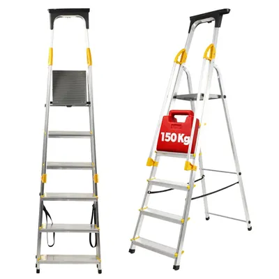 Immagine prodotto di Scala in alluminio KADAX, "Bykle", 183 cm, scala con corrimano, 6 gradini