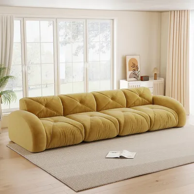 Produktbild von STILVORA Rahmenloses Sofa mit extra großem 4-Sitzer, Modulsofa Sofa mit bequemem Chenille-Stoff für Wohnzimmer, Sofa mit rutschfestem Design keine Montage erforderlich