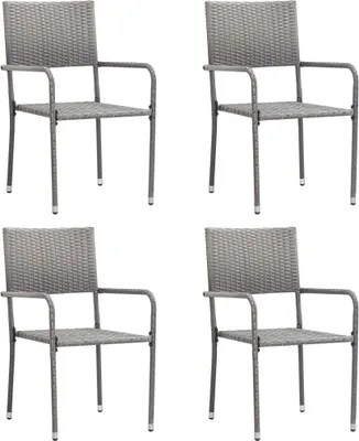 Produktbild von Garten-Essstühle 4 Stk. Stapelbar Grau Polyrattan