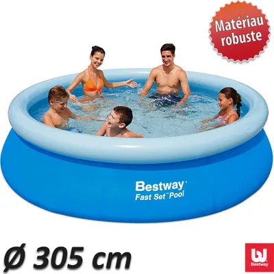 Image de Bestway Piscine ronde Fast Set 305 x 76 cm piscine jardin extérieur enfant robuste autoportante gonflable