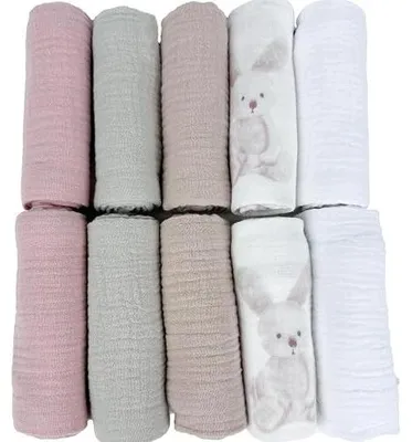 Zdjęcie produktu dla Pieluszki muślinowe bawełniane dla niemowląt 50X30 cm zestaw 10