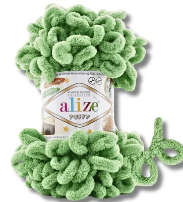 Produktbild von Alize 1x 100g Puffy Wolle, Uni, Häkeln, Stricken (Asparagus Green - 103)