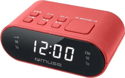 Produktbild von Muse M-10 RED, Digitaler Wecker, Oval, Rot, 87,5 - 108 MHz, Radio/Summer, Tasten