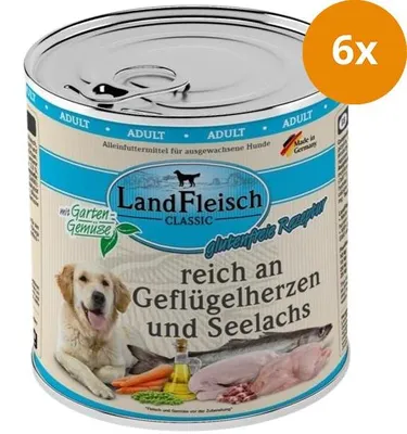 Produktbild von Landfleisch Dog Classic Geflügelherzen & Seelachs mit Gartengemüse - 800g