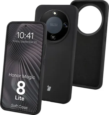 Produktbild von Silikon Handyhülle für Honor Magic8 Lite, Bizon Soft Case, Schwarz