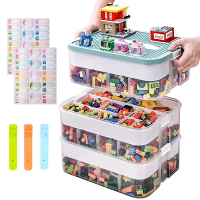 Produktbild von Aufbewahrungsboxen für LEGO-Bausteine mit Deckel, stapelbare Organizer