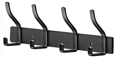 Produktbild von Schwarze Garderobe mit Edelstahlhaken, Wandhaken mit 4 Haken, Garderobe für Schlafzimmer, Badezimmer, Küche, Kleiderständer (Schwarz, 4 Haken)