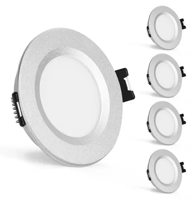 Produktbild von Gr4tec 4er Set LED Einbaustrahler 12V 3W Dimmbar Warmweiß IP44 12mm Silber