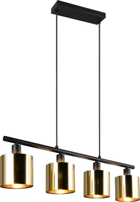 Image de Lampe à suspendre, 4 flammes, or noir, L 75 cm
