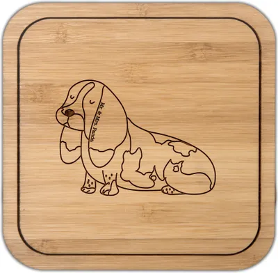 Produktbild von Mr. & Mrs. Panda Tassenuntersetzer Hund Basset Hound - Transparent - Geschenk, gläseruntersetzer, kork untersetzer, Süß, Kinderlos, Tischuntersetzer, Coaster, Haustier