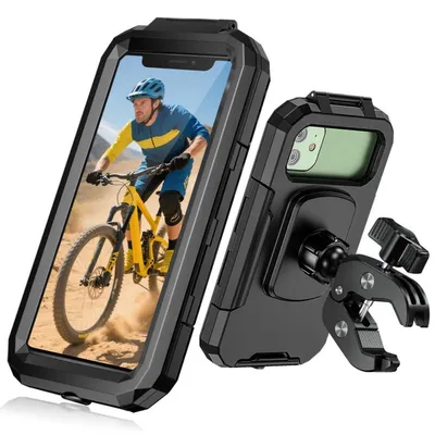 Produktbild von Handyhalterung Fahrrad Motorrad 5.5-6.8 Zoll Wasserdicht 360° Drehbar Stoßfest Ladebereit