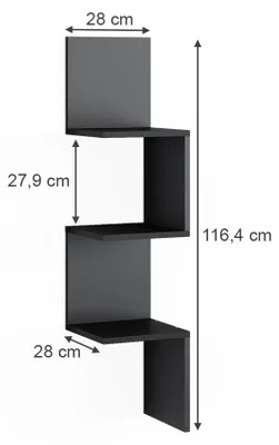 Immagine prodotto di Scaffale ad angolo Vicco Paolo Nero 28 x 116.4 cm, Model 52101
