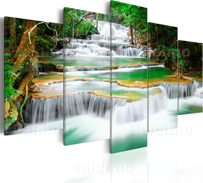Produktbild von Akustikbild Landschaft 200x100 cm Bilder Akustikschaum Hochleistungsschallabsorber Schallschutz Leinwand 5 tlg Wandbild Raumakustik Schalldämmung 030212-100