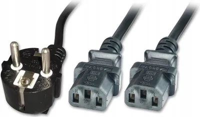 Immagine prodotto di Microconnect PE011318 Cavo di alimentazione nero da 1,8 m con spina di rete tipo F 2 x accoppiatore C13 (PE011318)