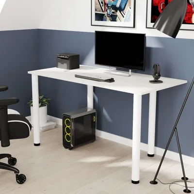 Produktbild von AKKE Weiss Craft Schreibtisch mit weiße beine LxBxH: 100x55x74 cm