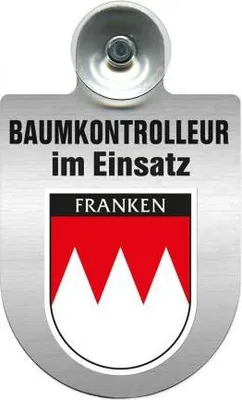 Produktbild von Einsatzschild mit Saugnapf - Baumkontrolleur im Einsatz - 393806 incl. Regionenwappen nach Wahl Color - Region Franken