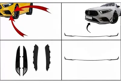 Imagen del producto de Kit de embellecedores para parachoques, laterales y alerones, estilo A35, para Mercedes W177 V177, modelos a partir de 04.18 hasta 2022.