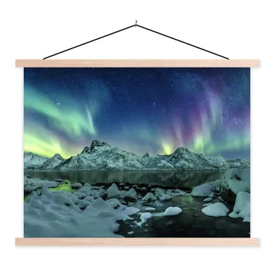Produktbild von MuchoWow® Textilposter Meer - Eis - Nordlicht - Winter - Natur 40x30 cm mit holzfarbenen Rahmen - Bilder