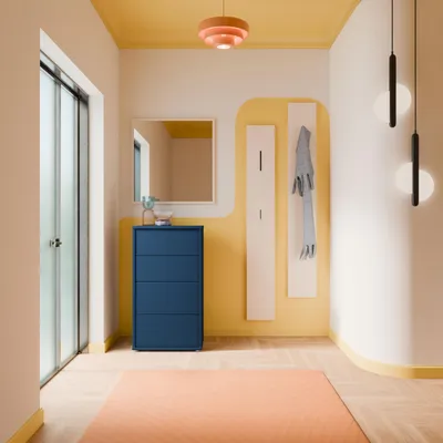 Produktbild von Forte ALICE SPRINGS Kommode 50 60, modern-minimalistisch, 4 Schubladen, Wohn-/Schlafzimmer, Holzwerkstoff, Nachtblau, 54,8 cm breit x 99,1 cm hoch x 34,9 cm tief