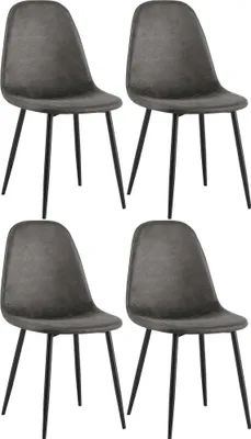 Produktbild von CLP 4er Set Esszimmerstühle Napier gepolstert bis 150 kg belastbar schwarz Material Kunstleder