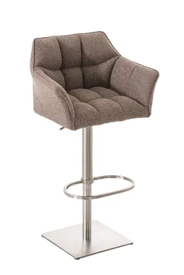 Produktbild von TPFLiving Barhocker Damaskus Gestell Edelstahl Stoff Terrabraun