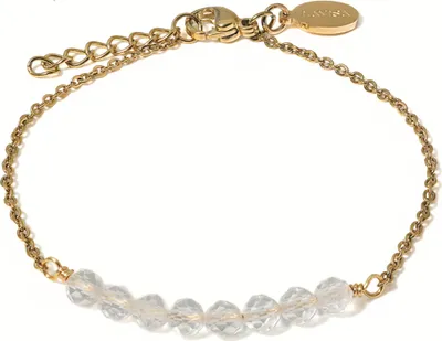 Produktbild von LAVISA 8 Perlen Edelstein Armband - 4mm Perlen - Echte Naturstein Perlen | Kristallperlen, Heilsteine | Onesize mit Verlängerung (Bergkristall)